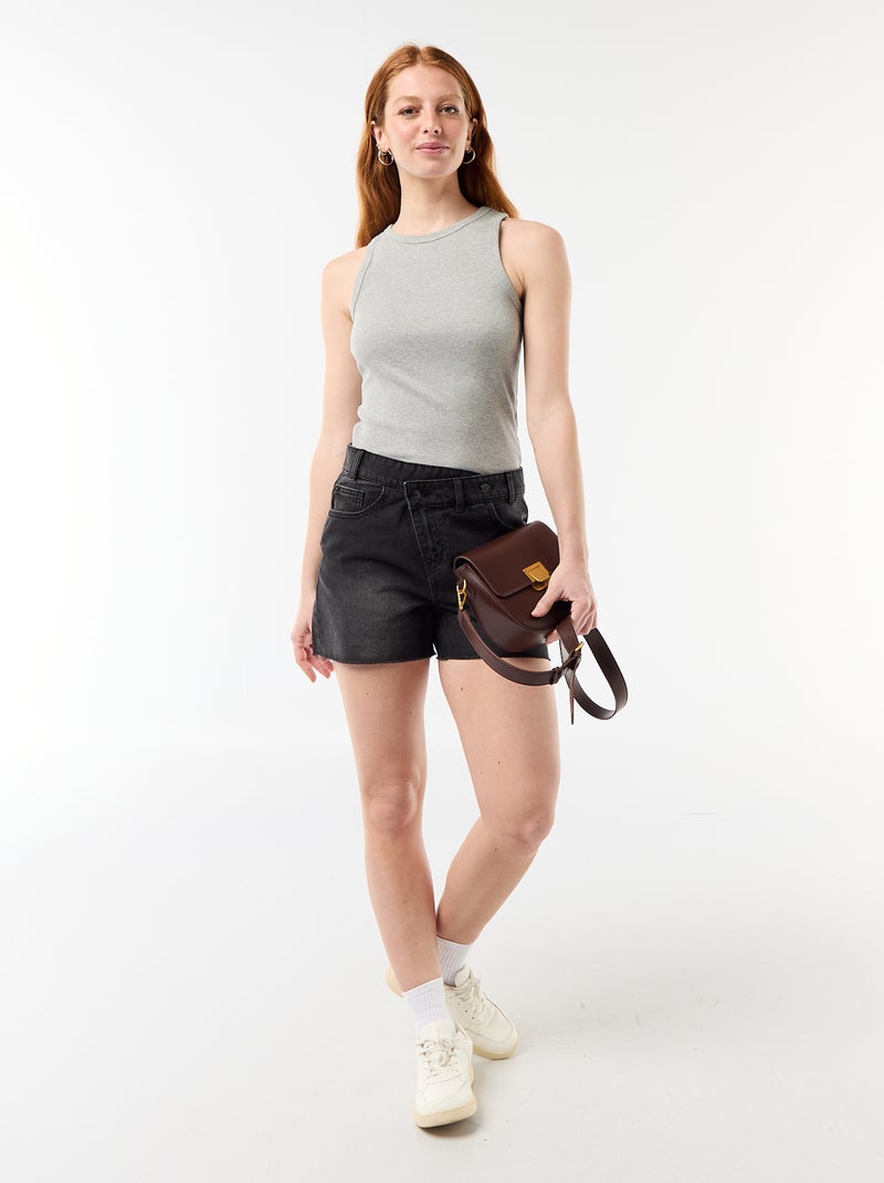 Short en jean taille haute Noir - Kiabi