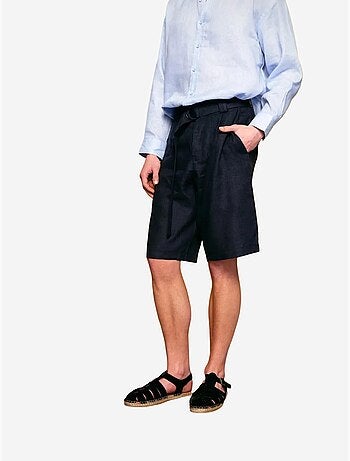 Short en lin à jambe large et ceinture giesto