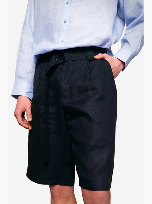 Short en lin à jambe large et ceinture giesto - Kiabi