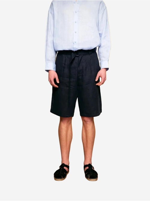 Short en lin à jambe large et ceinture giesto - Kiabi