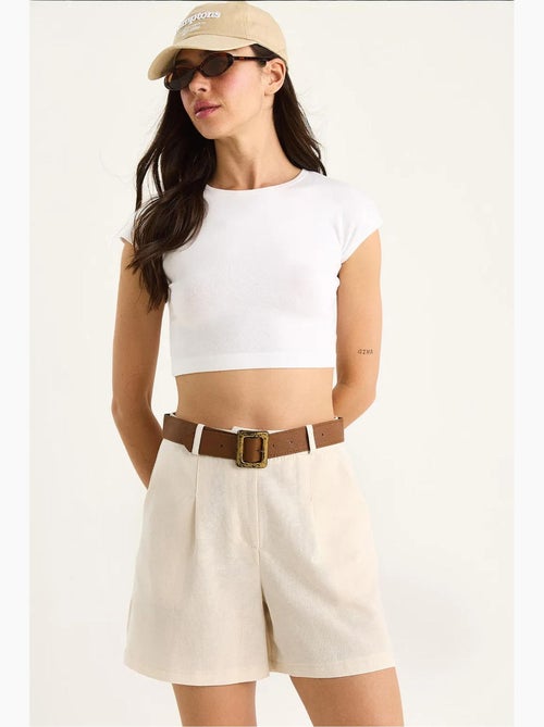 Short en lin fin avec ceinture et poches lucci - Kiabi Short en lin fin avec ceinture et poches lucci - Kiabi