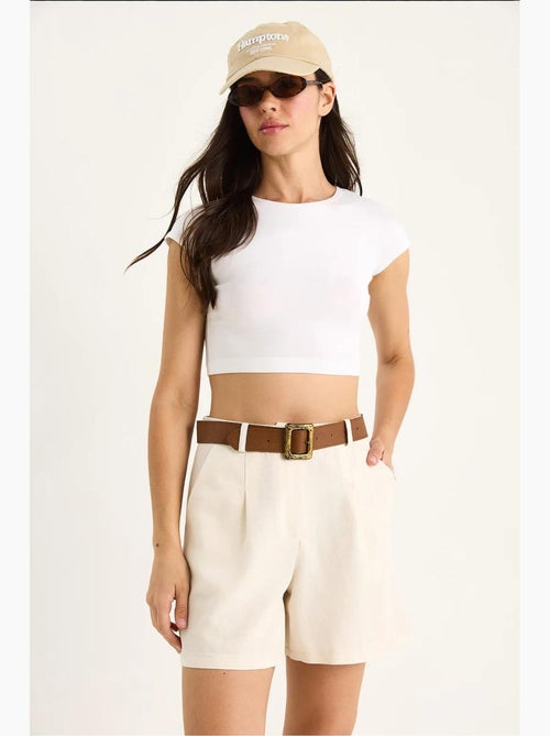Short en lin fin avec ceinture et poches lucci - Kiabi Short en lin fin avec ceinture et poches lucci - Kiabi