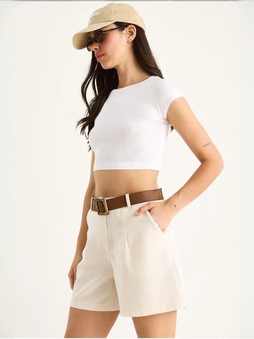 Short en lin fin avec ceinture et poches lucci - Kiabi Short en lin fin avec ceinture et poches lucci - Kiabi
