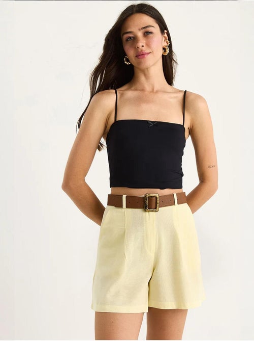 Short en lin fin avec ceinture et poches lucci - Kiabi Short en lin fin avec ceinture et poches lucci - Kiabi