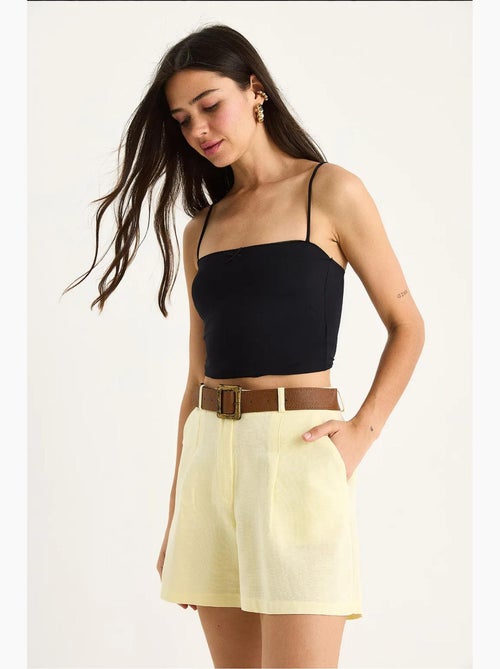 Short en lin fin avec ceinture et poches lucci - Kiabi Short en lin fin avec ceinture et poches lucci - Kiabi