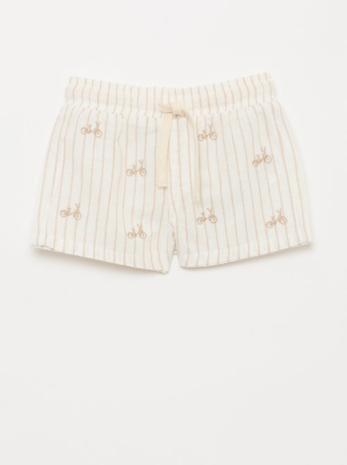Short en lin mélangé à rayures - Kiabi