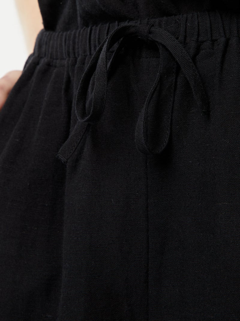 Short en lin mélangé avec 2 poches Noir - Kiabi