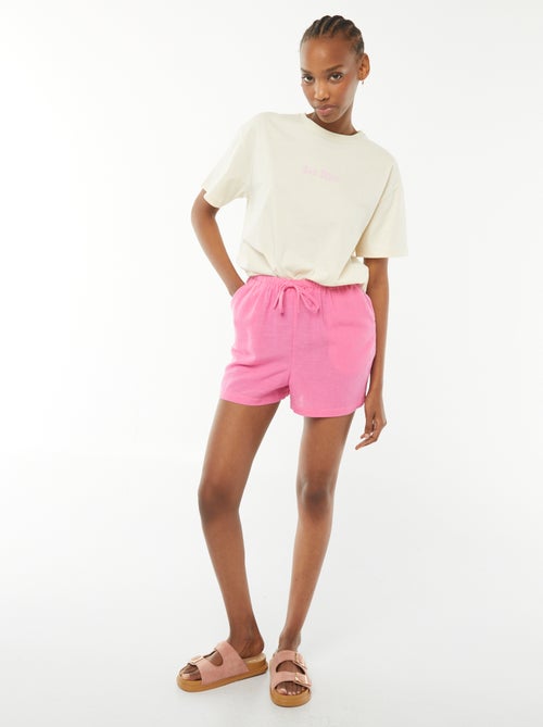 Short en lin mélangé avec 2 poches - Kiabi