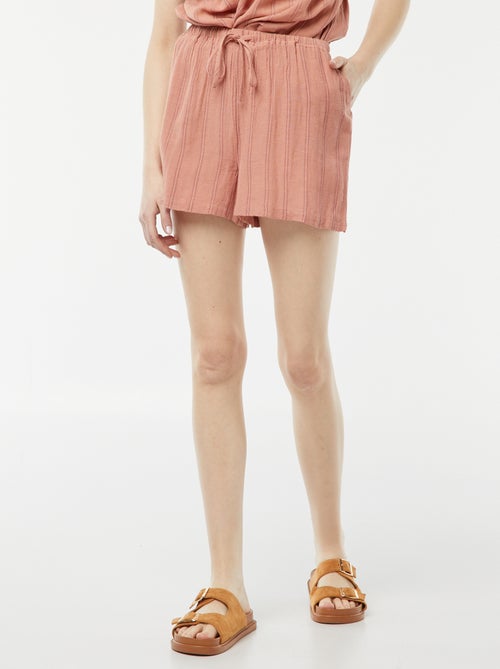 Short en lin mélangé avec 2 poches - Kiabi