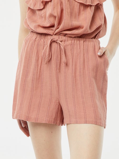 Short en lin mélangé avec 2 poches - Kiabi