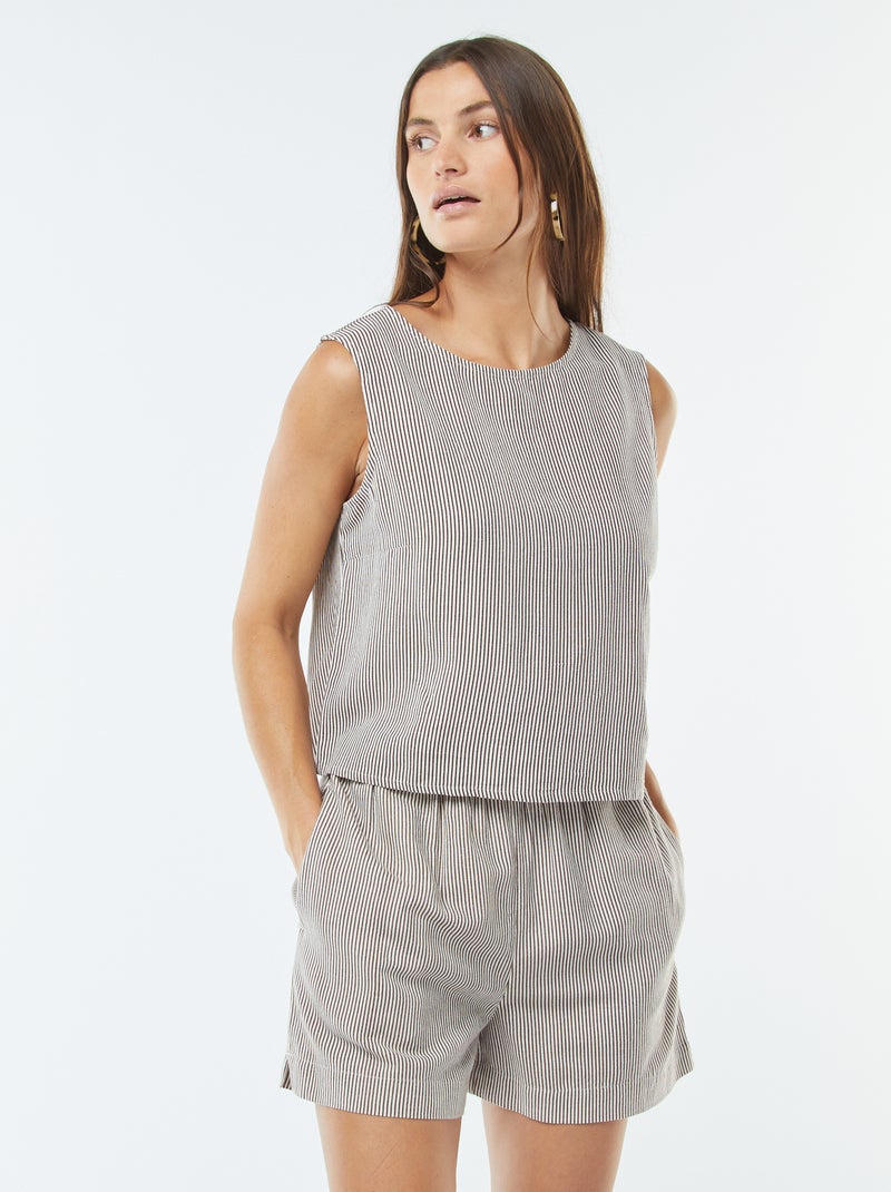 Short en lin mélangé Marron - Kiabi