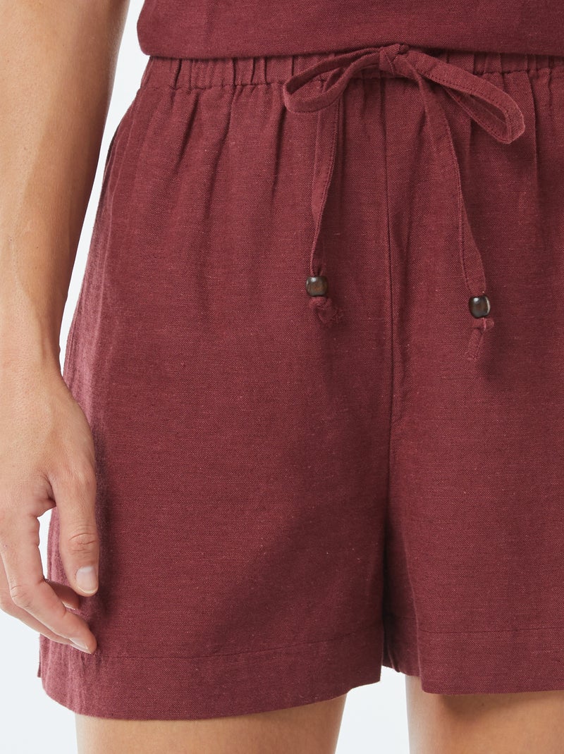 Short en lin mélangé Rouge - Kiabi