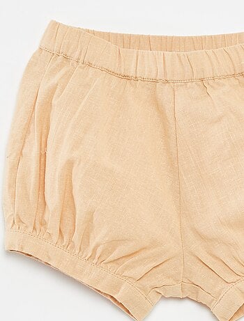 Short en lin mélangé uni