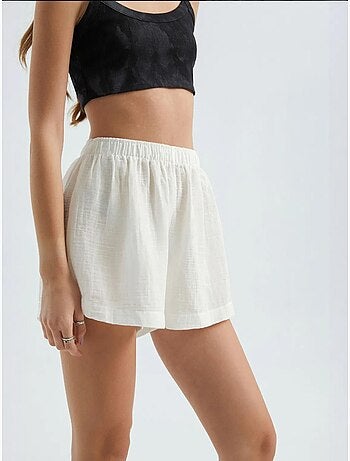 Short en lin taille haute élastique hiccup