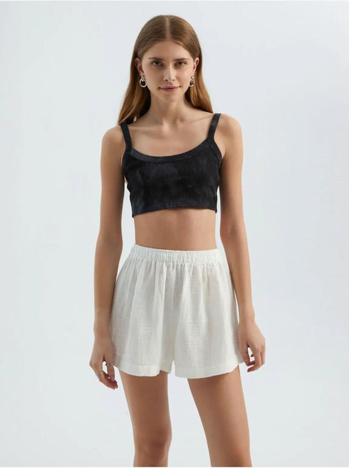 Short en lin taille haute élastique hiccup - Kiabi Short en lin taille haute élastique hiccup - Kiabi