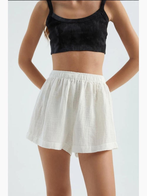 Short en lin taille haute élastique hiccup - Kiabi Short en lin taille haute élastique hiccup - Kiabi