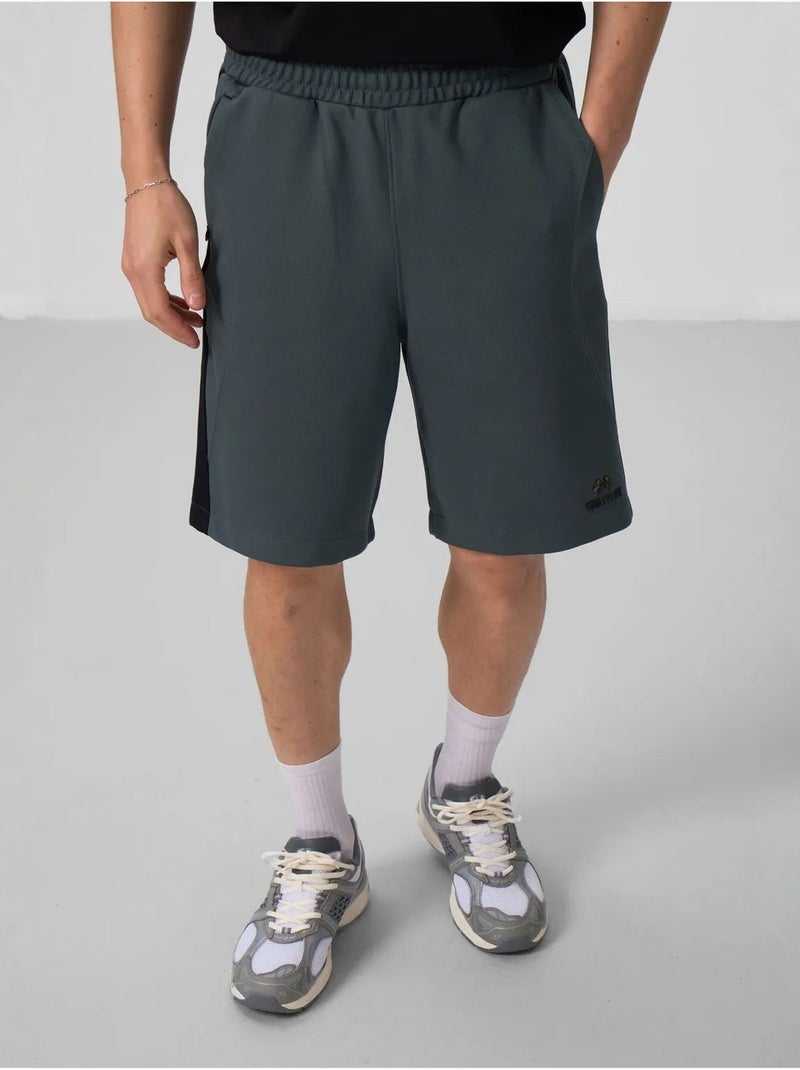 Short en maille ample en coton mélangé tommy Gris Noir - Kiabi