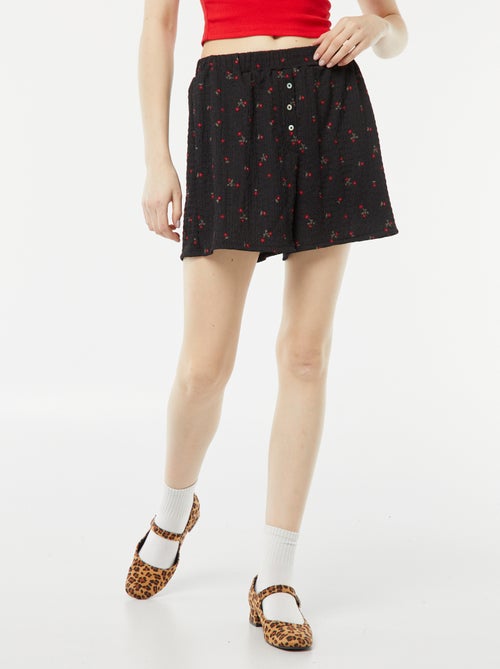 Short en maille gaufrée avec motif - Kiabi