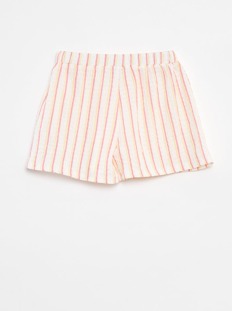 Short en maille gaufrée avec motifs Blanc - Kiabi