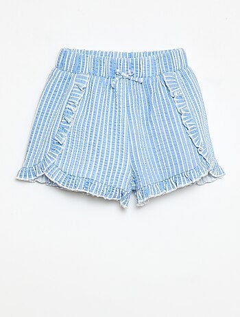 Short en maille gaufrée et volanté