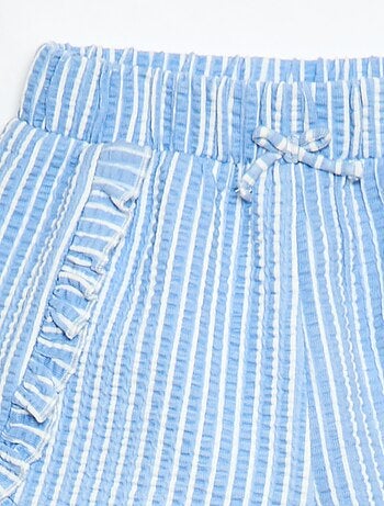 Short en maille gaufrée et volanté