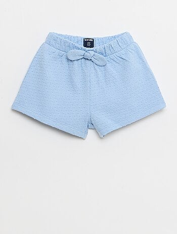Short en maille jacquard uni avec nœud fantaisie