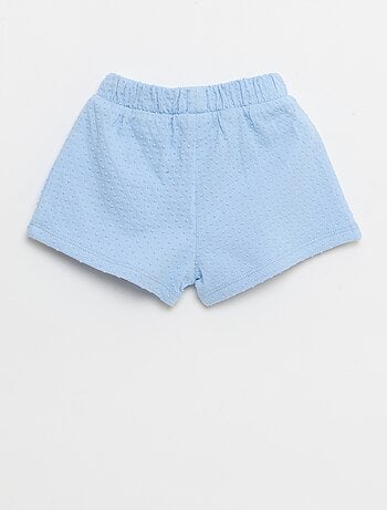 Short en maille jacquard uni avec nœud fantaisie