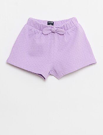 Short en maille jacquard uni avec nœud fantaisie