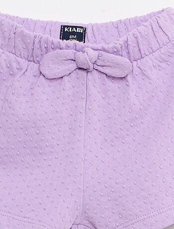Short en maille jacquard uni avec nœud fantaisie