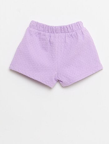 Short en maille jacquard uni avec nœud fantaisie