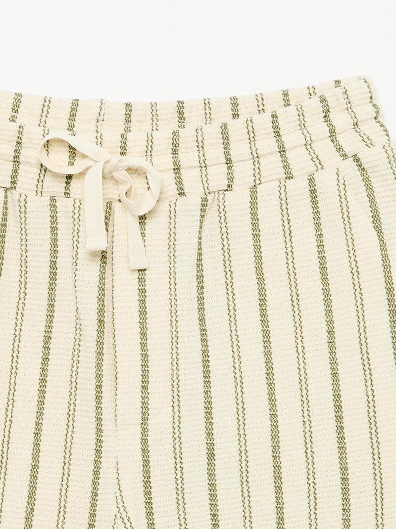 Short en maille rayée Beige - Kiabi