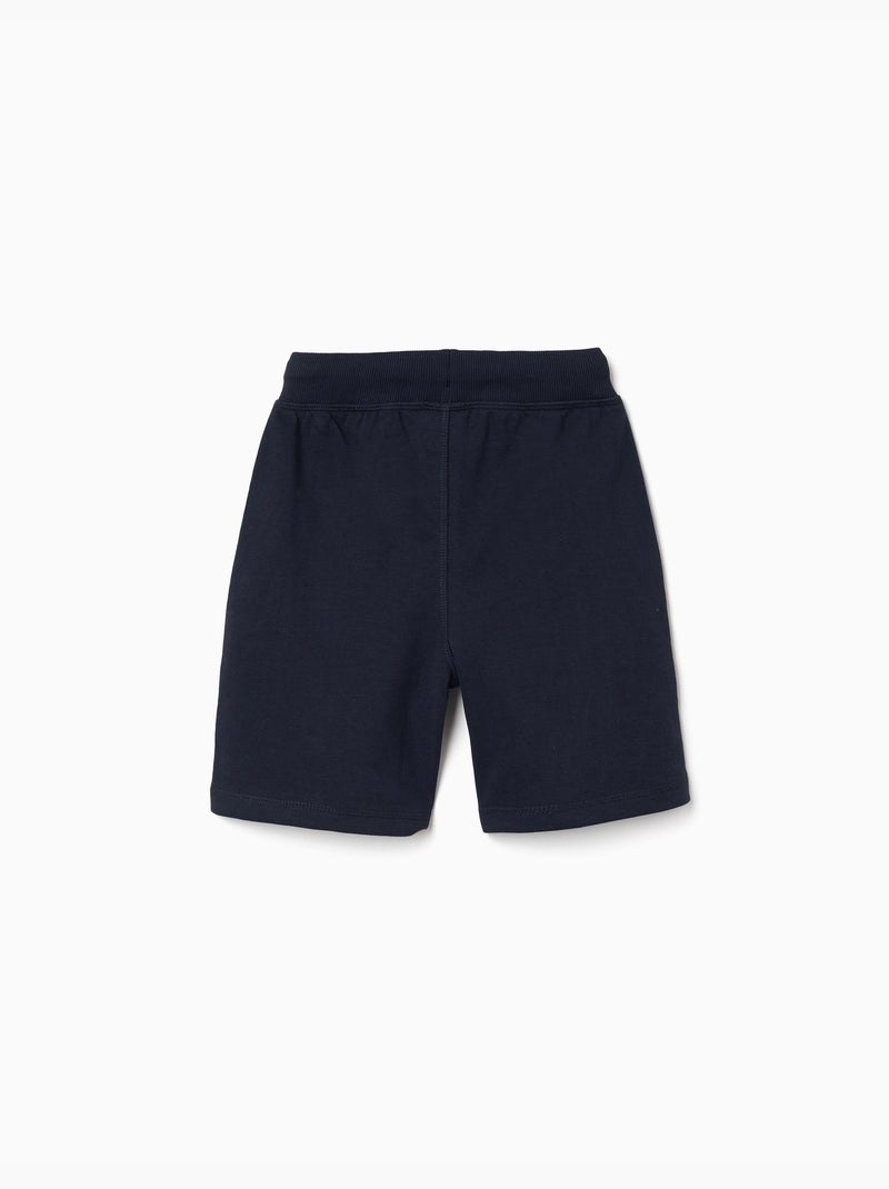 Short en molleton avec cordon de serrage et poches latérales Bleu foncé - Kiabi