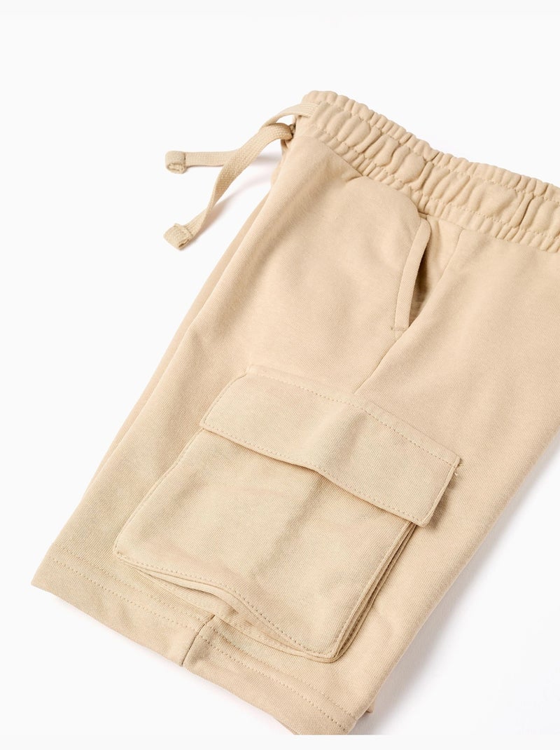 Short en molleton avec poches cargo et cordon de serrage Beige clair - Kiabi