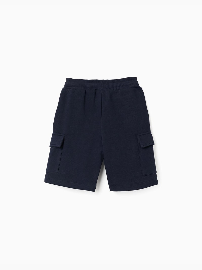 Short en molleton avec poches cargo et cordon de serrage Bleu foncé - Kiabi