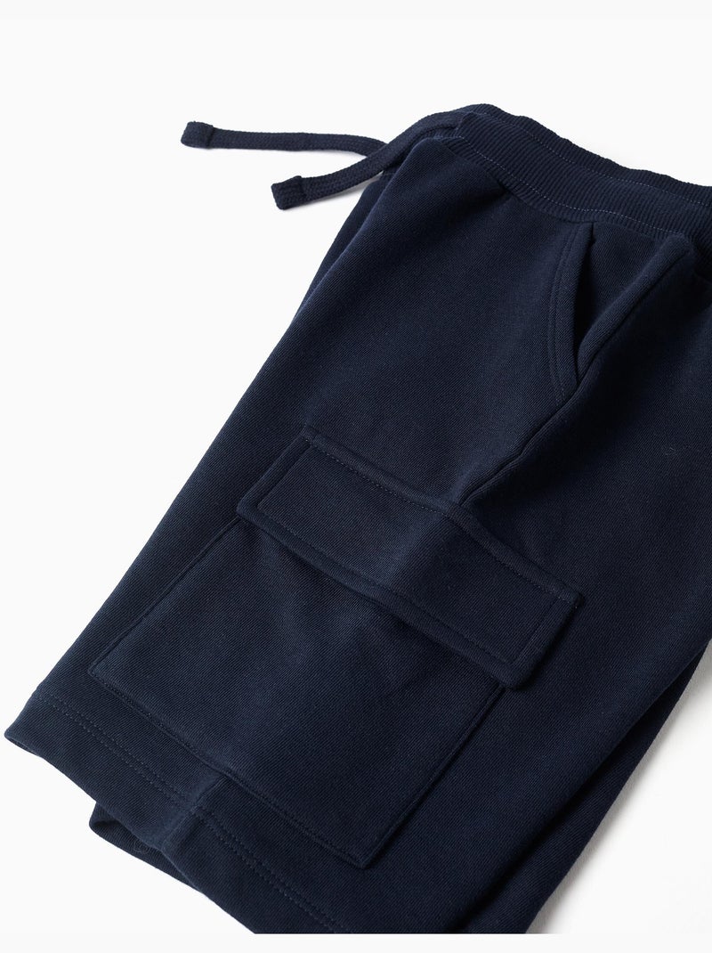 Short en molleton avec poches cargo et cordon de serrage Bleu foncé - Kiabi