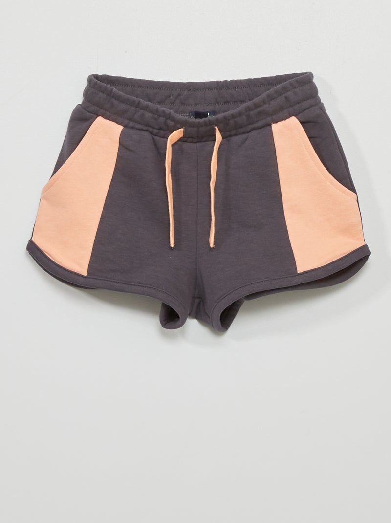 Short en molleton color-block Anthracite - Kiabi