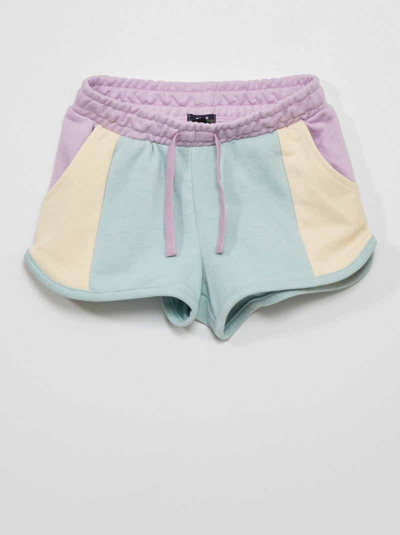 Short en molleton color-block Bleu - Kiabi