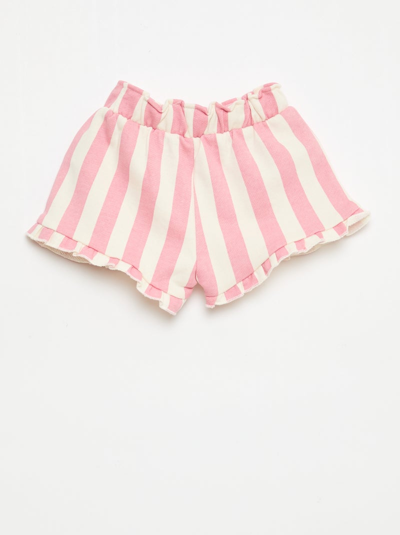 Short en molleton léger et volanté Rose - Kiabi