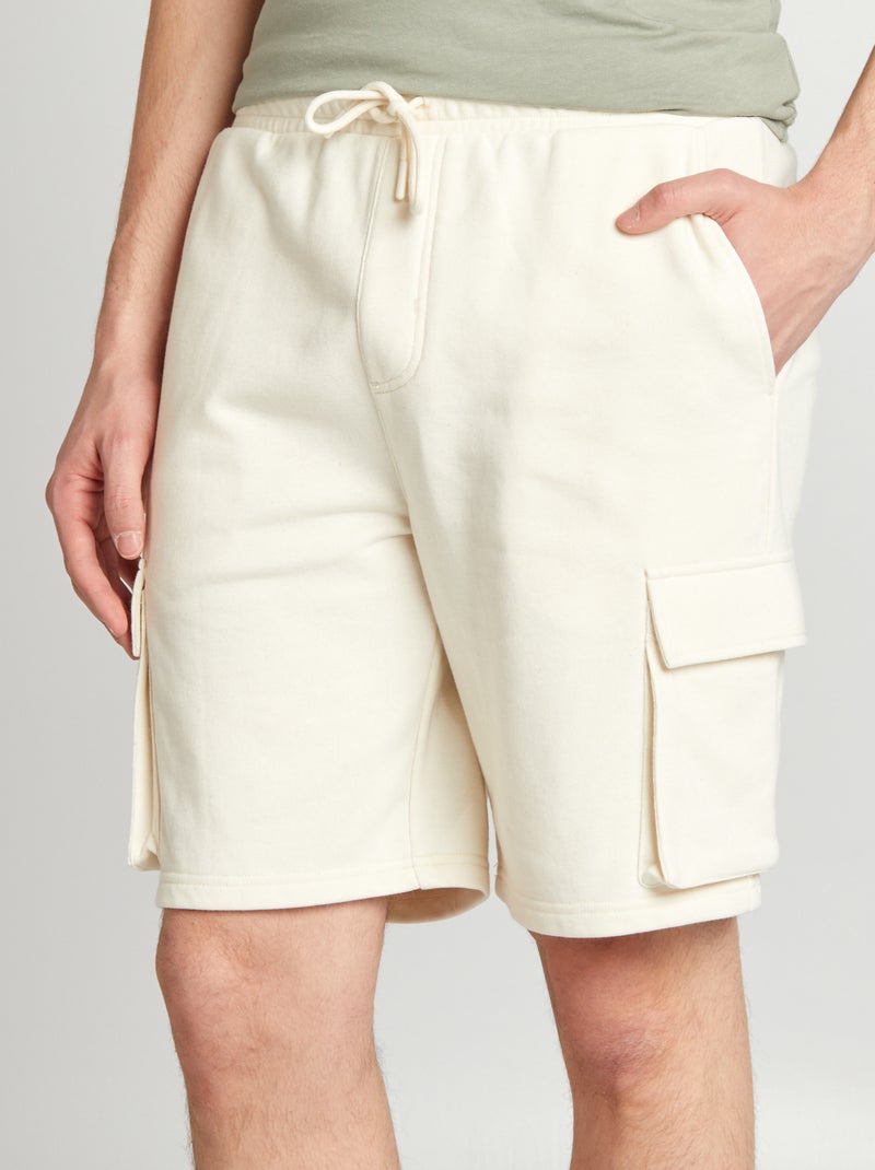 Short en molleton léger multipoches BLANC - Kiabi