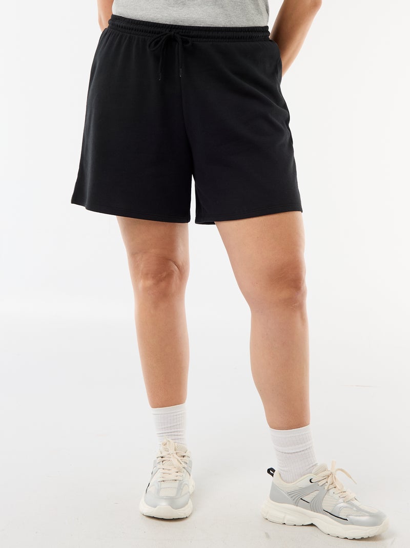 Short en molleton léger uni Noir - Kiabi