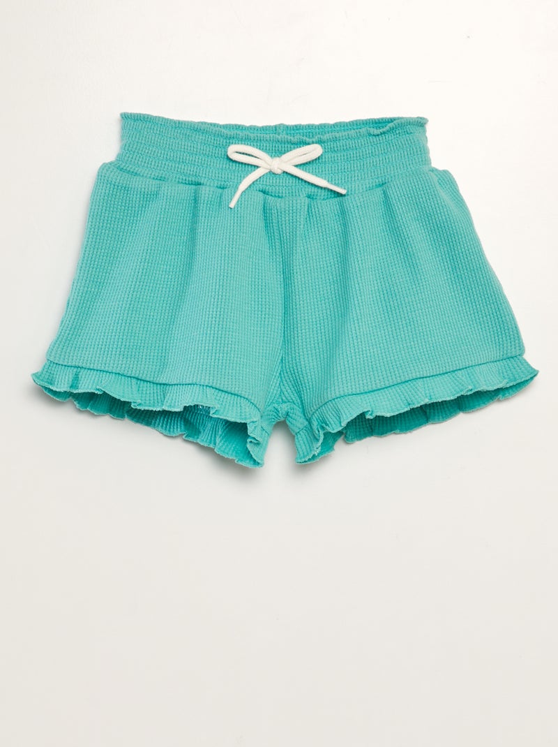 Short en nid d'abeilles bleu vert - Kiabi