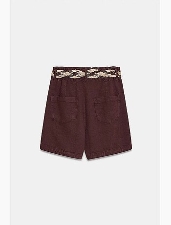 Short en popeline à taille haute et ceinture dilvin
