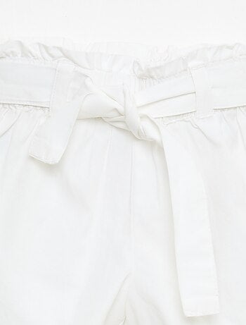 Short en popeline avec ceinture à nouer