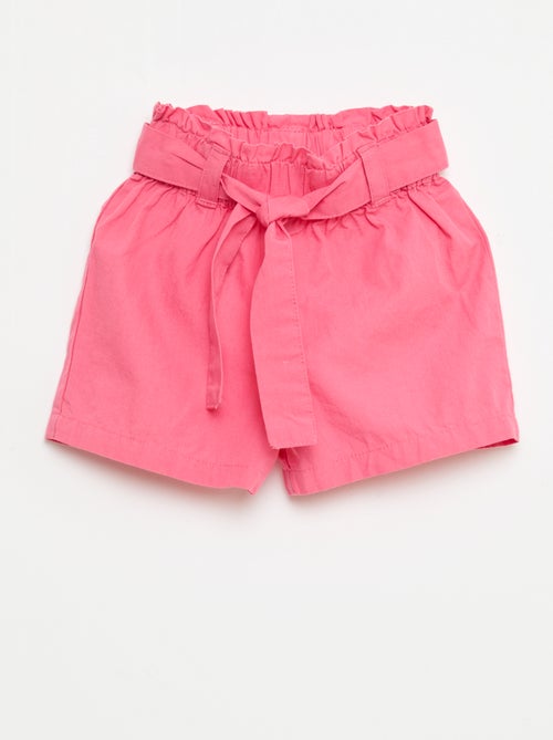 Short en popeline avec ceinture à nouer - Kiabi