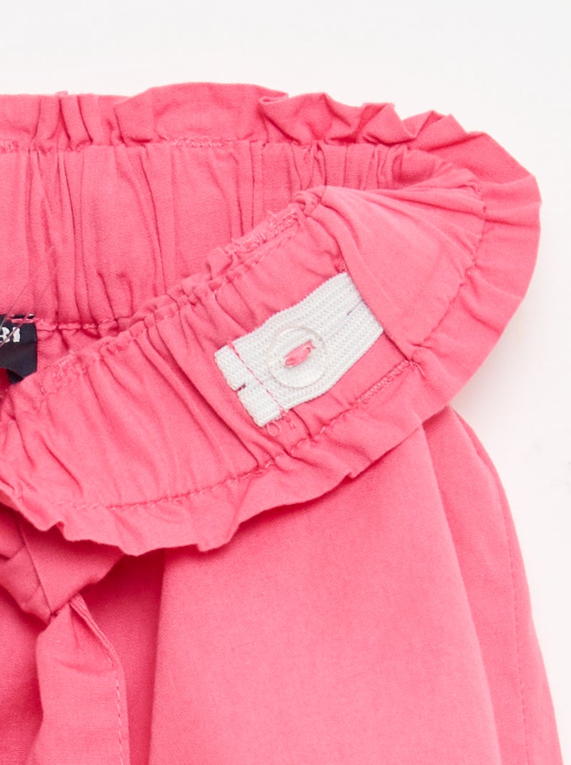 Short en popeline avec ceinture à nouer Rose - Kiabi