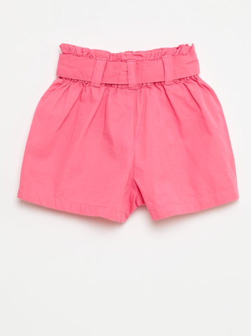 Short en popeline avec ceinture à nouer - Kiabi