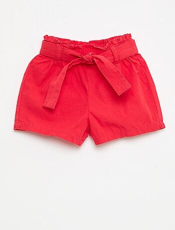 Short en popeline avec ceinture à nouer