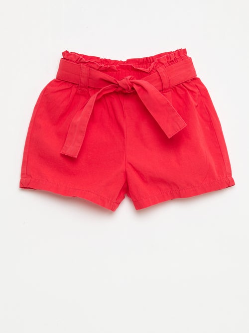 Short en popeline avec ceinture à nouer - Kiabi