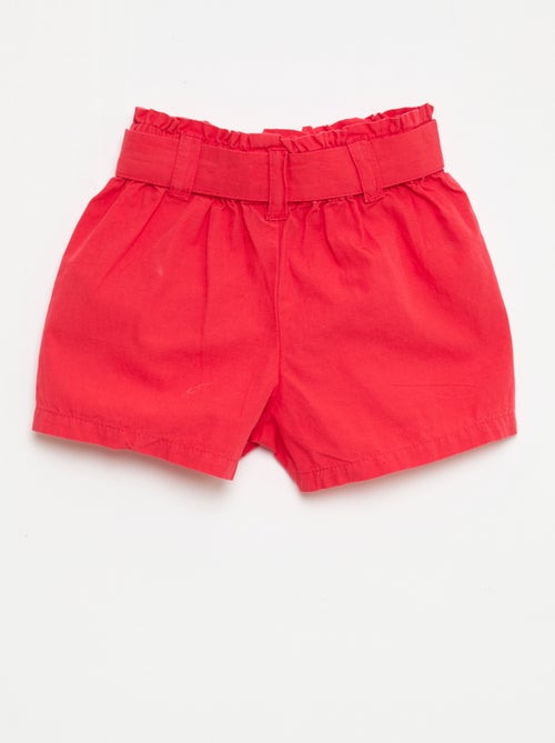Short en popeline avec ceinture à nouer - Kiabi