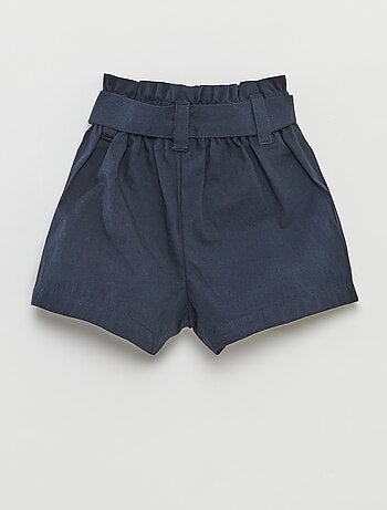 Short en popeline avec ceinture